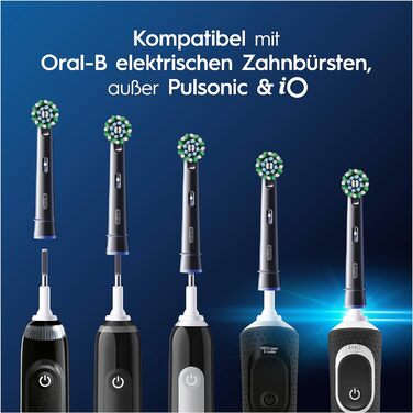 Щітки Oral-B Pro CrossAction для електричної зубної щітки, 12 шт. , чудове чищення зубів, X-щетина, оригінальна насадка для зубної щітки Oral-B, упаковка, готова до поштової скриньки, Зроблено в Німеччині (10 шт. (1 упаковка), чорна)