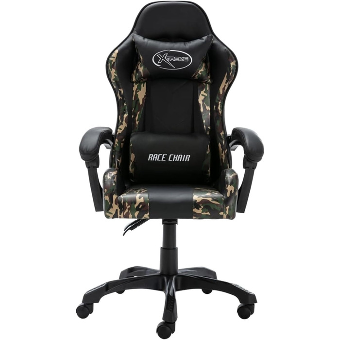 Ігрове крісло, чорне з камуфляжним візерунком, штучна шкіра, модель ігрового крісла 320095
