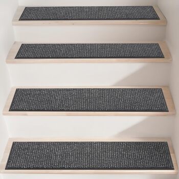 Сходинки BEQHAUSE для дерев&39яних сходів, 22,9 x 71,1 см, Килимові сходинки для використання в приміщенні, Можна прати в пральній машині, Доріжка для дітей, людей похилого віку та домашніх тварин, TPE-підкладка, 100 9&39 x 2&394&39 (прямокутні) темно-сір
