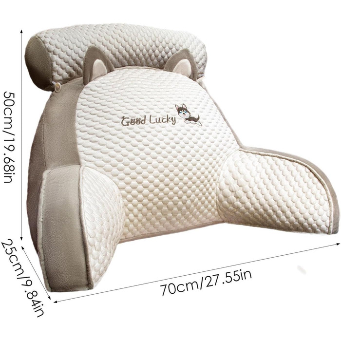 Мила подушка для сидіння KSHSAA, подушка для читання, подушка для підтримки спини, диван з підлокітником, спинка для ліжка для відпочинку, перегляду, гри, зі знімним дизайном типу A, Хаскі, велика, 705025 см