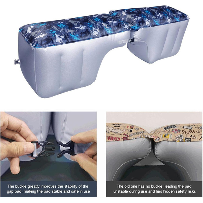 Надувний матрац для автомобіля - Автомобільний надувний матрац для подорожей на задньому сидінні, надувний матрац, портативний автомобільний матрац, кемпінговий надувний диван із пряжками, автомобільні аксесуари
