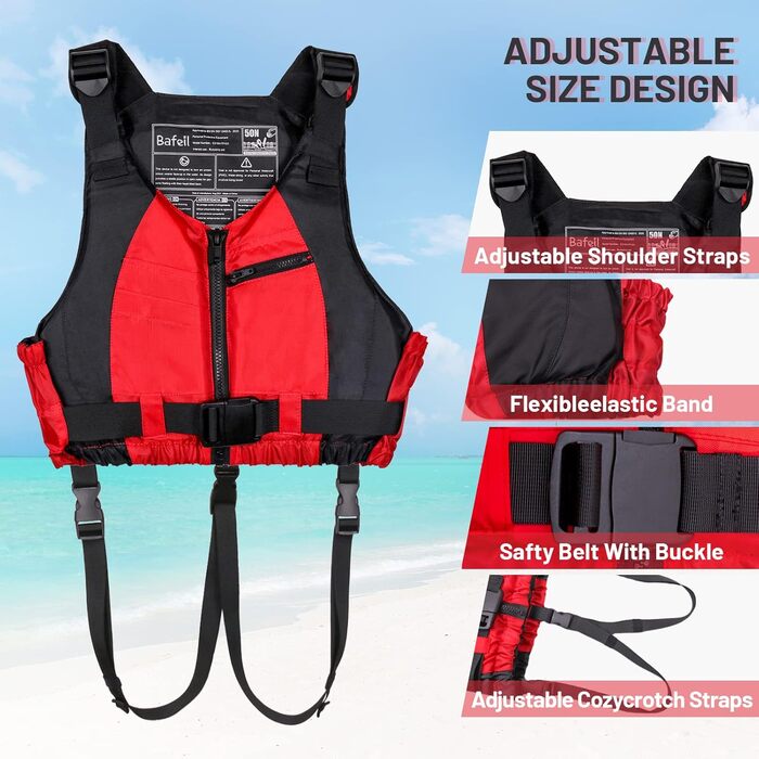 Рятувальний жилет Zeraty для дорослих, плавальний жилет, плавальна куртка для риболовлі, вітрильного спорту, серфінгу, катання на човні, каякінгу для водних видів спорту, XL/XXL, червоний
