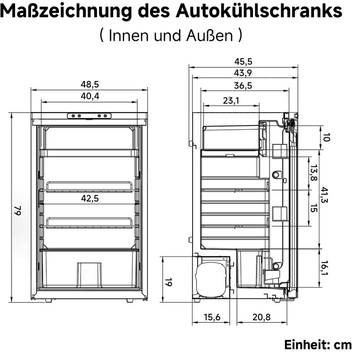Компресорний холодильник AAOBOSI 83L, холодильник для кемпера з керуванням за допомогою застосунку, 12/24 В постійного струму, автомобільний холодильник зі світлодіодним підсвічуванням, охолоджує до -20 для автомобіля, вантажівки, човна, автофургона, кемп