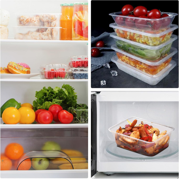Набір із 50 предметів контейнерів для зберігання харчових продуктів об&39ємом 500 мл з кришками, світлонепроникні пластикові контейнери з кришками без бісфенолу А, пластикові коробки для зберігання овочів та фруктів, 50 предметів - 500 мл