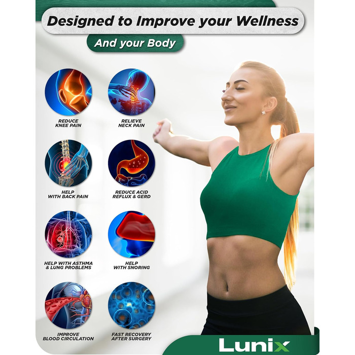 Ортопедичний комплект подушок-клинів Lunix LX6 з 3 предметів, піна з ефектом пам&39яті після операції для полегшення болю в спині, ногах та колінах, подушка для сидіння та читання, регульовані подушки для лікування кислотного рефлюксу та ГЕРХ для сну, тем