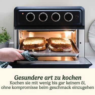 Міні-піч для фритюрниці Cuisinart 7 в 1 смаження у фритюрі, смаження, запікання, гриль, тости, підсмажування та підтримання тепла 2 режими нагрівання, велика ємність 17 л На 30 швидше Енергоефективний темно-сірий