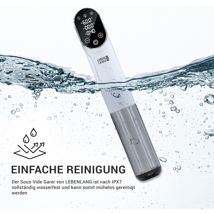 Стік LIFELONG 1200 Вт Sous Vide - з керуванням додатком I Приготування з нержавіючої сталі з таймером для м'яса, риби, овочів Сувідестаб Сус Гарер Susvide Sovit Souvidgarer Sou Vid Souc Vide Rod Stick
