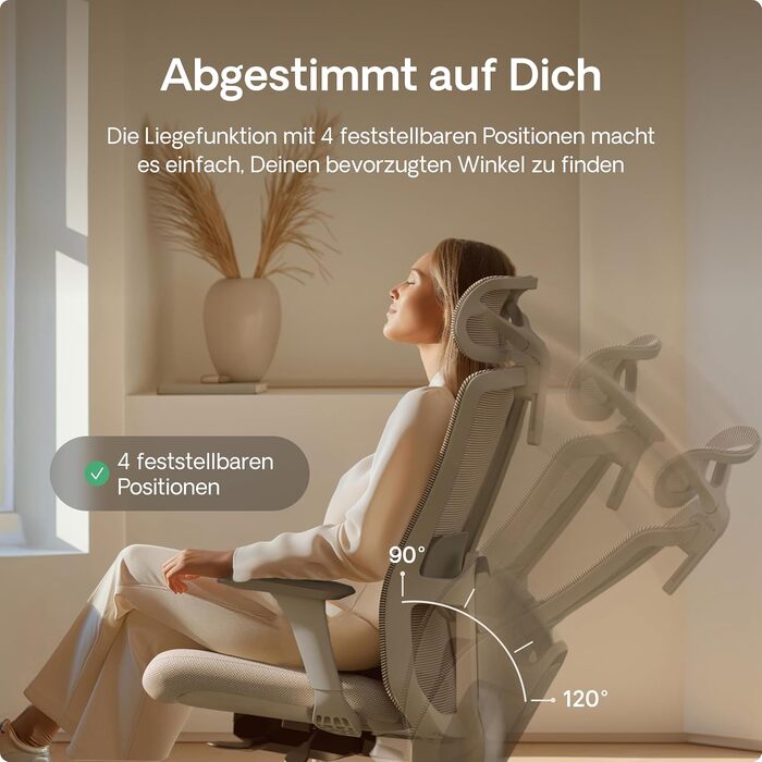 Ергономічне офісне крісло Desktronic з регулюванням висоти Робоче крісло з поперековою опорою, регулюванням висоти, дихаючою тканиною - широке сидіння, SitOne сірий