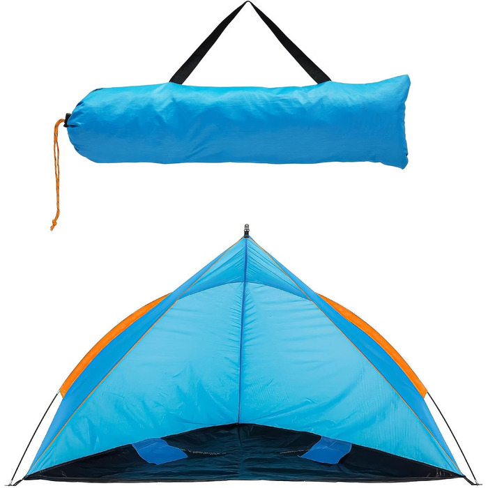 Пляжний намет Blumixx Pop-Up для 2-3 осіб вітрозахисний та сонцезахисний пляжний намет, компактно складаний, легкий дорожній пляжний намет, дитячий пляжний намет, захист від ультрафіолету, 220x120x120 см, бірюзовий