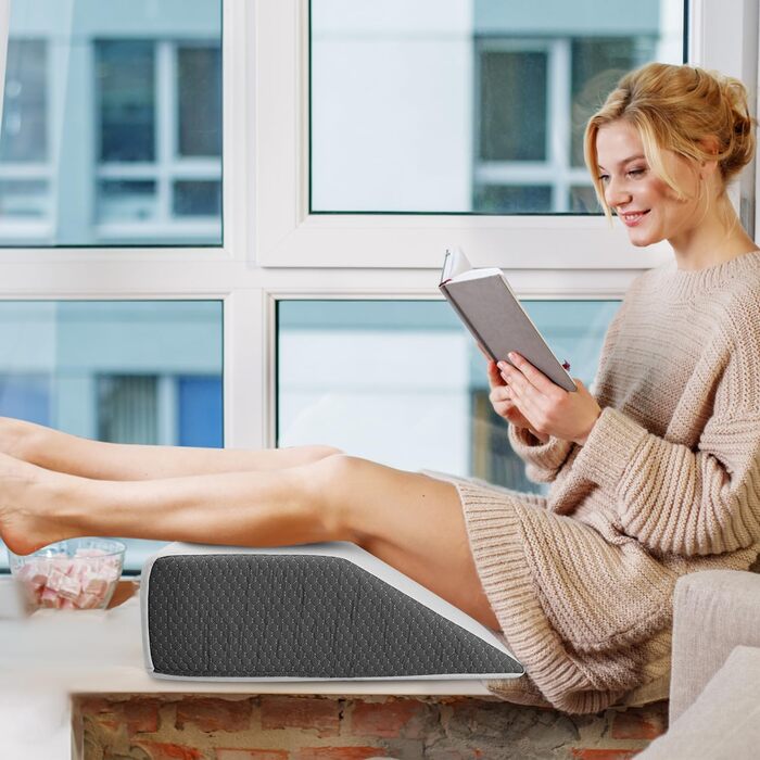 Подушка для ніг QWORK, ергономічна подушка для вен, подушка для підняття ніг з піни з ефектом пам&39яті