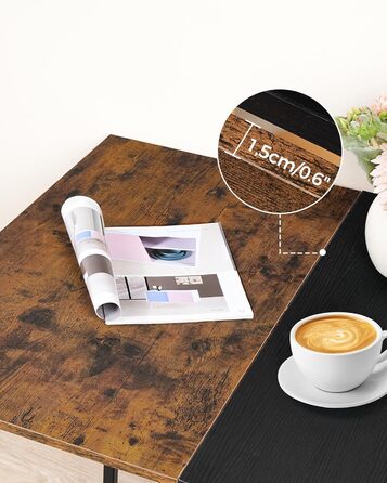 Розкладний обідній стіл, кухонний стіл, мобільний стіл, розкладний стіл з 6 коліщатками, що блокуються, та 2 полицями, для кухні, вітальні, квартири, сільський коричневий та чорний DTCZ01BF Рустикальний коричневий, чорний