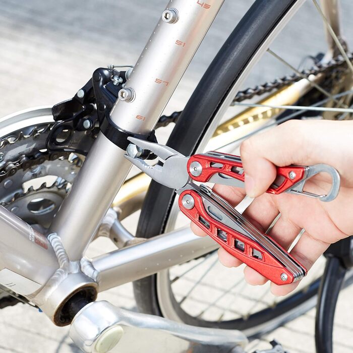 В 1 мультитул з нержавіючої сталі з нейлоновим чохлом, червоний 8 в 1 червоний, 8