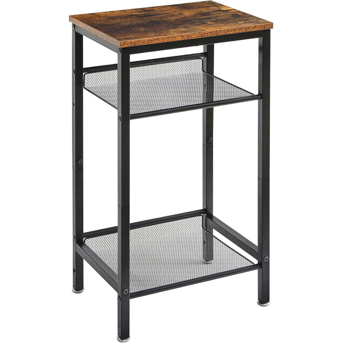 Журнальний столик YMYNY, тумбочка з регульованими полицями та ніжками, телефонний столик, столик для дивана з дерева, металевий каркас, індустріальний стиль, для вітальні, спальні, офісу, рустикальний коричневий HST005H 1-елементний рустикальний коричневи