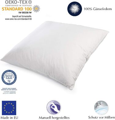 Домашній текстиль H&F преміум-якості Подушка 80x80 см Наповнювач 1500 грамів пір&39я, гусяче пір&39я 100 натуральна подушка Чохол 100 бавовна Пухова подушка 80 x 80 см Сертифіковано Oeko-TEX 1500 грамів