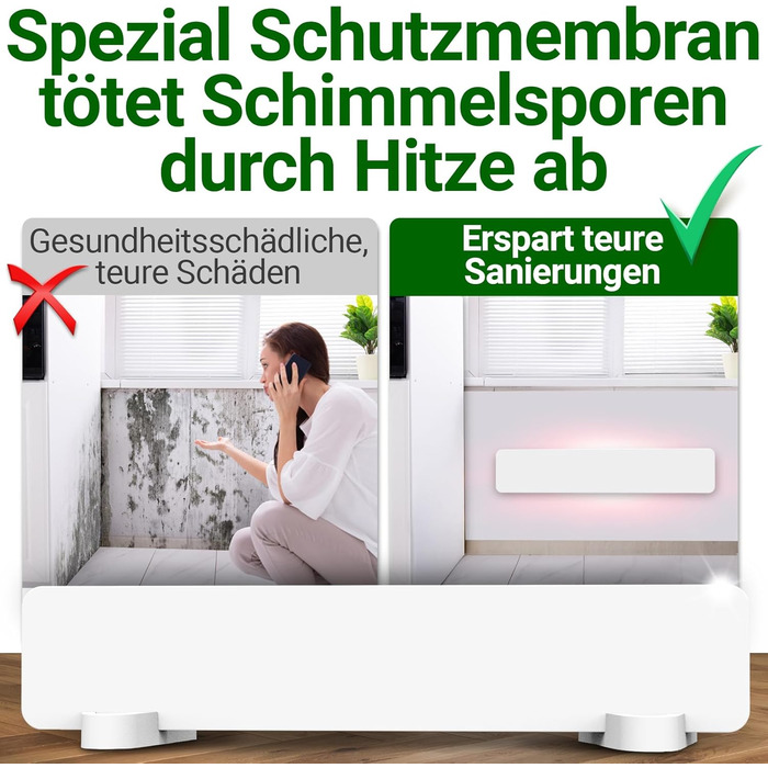 Протипліснявий обігрівач зі спеціальною інфрачервоною захисною мембраною - Знищує плісняву особливо енергоефективним та безхімічним способом на стінах, шпалерах, у ванних кімнатах та підвалах - Anti Mold Dry 50 Вт (50x10x1,3 см)