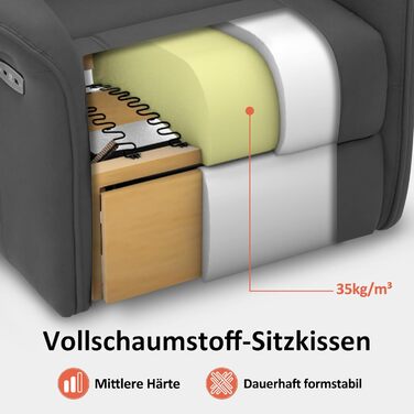 Крісло для телевізора M MCombo з електричним підйомником, 2 двигуни, з масажем та підігрівом, реклайнер з функцією лежання до 160, подушка сидіння з повного пінополіуретану 35D 7584 (мікрофібра, сірий)