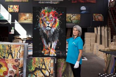 Полотно настінний живопис - Лев у кольорах - Картина готова повісити для вітальні Велика картина для прикраси будинку Друк Сучасни