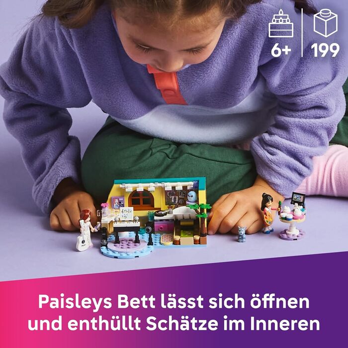 Кімната Пейслі LEGO Friends - Іграшка для рольових ігор - Подарунок для дівчаток віком від 6 років - Набір з 2 мініфігурками, фігуркою кролика та гітарою - Креативний ігровий набір для дітей 42647