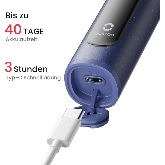 Блакитний Подарунковий Набір Електрична зубна щітка з 3 насадками, Водонепроникна IPX7, 5 режимів чищення, Таймер, Чохол для подорожей, Блакитний колір ()