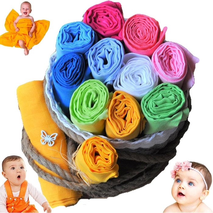 Муслінові пелюшки для відрижки дитячий подарунок для новонароджених - 80x80 см, подвійні ткані пелюшки з посиленою облямівкою I му