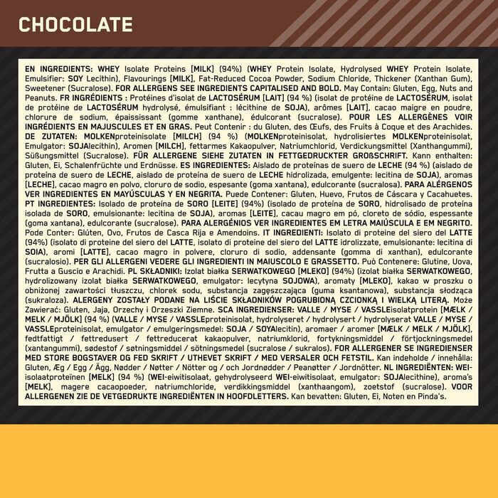 Протеїн Optimum Nutrition Gold Standard 100% Isolate, шоколад, 930 г (31 порція)