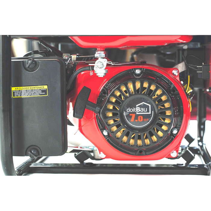 Бензиновий генератор Генератор потужністю 3000 Вт BS3500 Аварійний генератор з AVR та захистом від перевантаження 4-тактний 6,57 к.с. Ручний стартер 2 розетки 230 В / 1 розетка 12 В (червона, BS3500) Червона BS3500