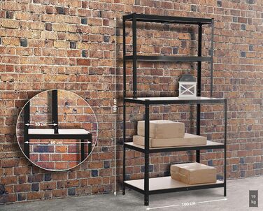 Стелаж CLP з робочим столом Полиці вантажопідйомністю до 175 кг кожна Металевий стелаж для зберігання, колір чорний