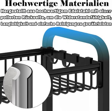Стелаж для спецій Aufun з нержавіючої сталі, чорний, 4-рівневий органайзер для спецій, кухонна полиця, кухонна полиця, настільна полиця, ідеально підходить для банок для спецій, пляшок, банок для варення, косметики (тип B)