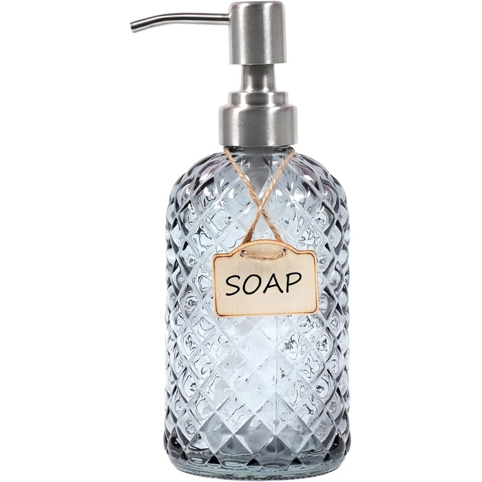 Дозатор мила для ванної та кухні зі скла з насосом з нержавіючої сталі 304 (сірий)