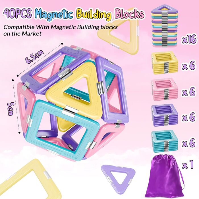 Деталей, Magnetic Building Blocks Іграшки від 3 років, Magnetic Toys Магніти Дитячі іграшки від 3 4 5 6 7 8 років для хлопчиків Ді