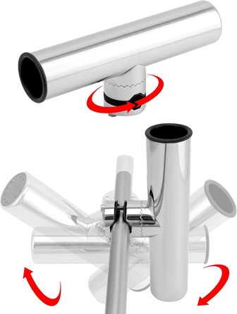 Тримачі для вудок QWORK, 2 шт., поворотні на 360 - нержавіюча сталь 304 - кріпляться до рейок 1925 мм - для риболовлі на човнах та яхтах