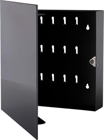 Сучасна скринька для ключів BALOU зі скляною магнітною дошкою - Магнітна дошка для пам&39яток з 6 магнітами та ручкою - Велика шафа для ключів з 20 гачками - Ідеально підходить для коридору, вхідної зони, офісу - 33x33x6,8 см Антрацит