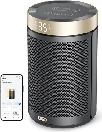 Енергозберігаючий тепловентилятор Dreo, енергозберігаючий безшумний кімнатний обігрівач 1500 Вт, портативний керамічний тепловенти