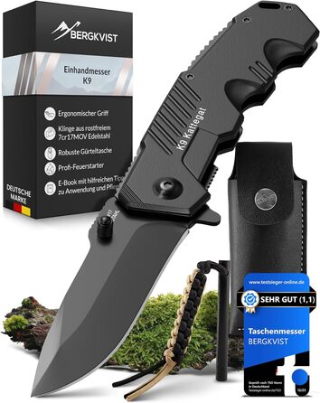 Складаний ніж BERGKVIST K9 (одноручний) - гострий кишеньковий ніж з суцільнометалевого корпусу для активного відпочинку та виживан
