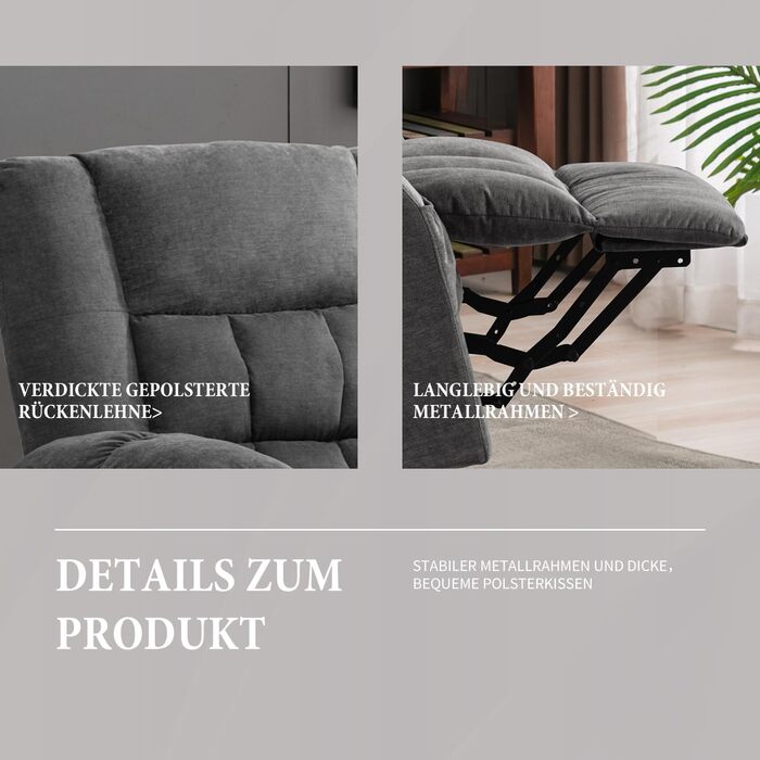 Регульоване крісло для телевізора Bosmiller з електричним підйомником, функцією обігрівача, масажу та підігріву, сірого кольору