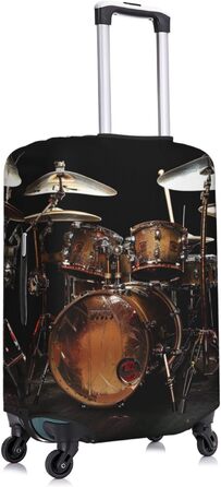 Чохол для валізи з принтом Барабанний ритм, еластичний, з прихованою блискавкою універсальний захист для подорожей та ділових поїздок, чорний, розмір S (для валіз 18-21 дюймів)