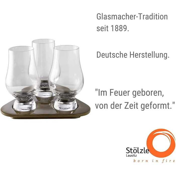 Скляний дегустаційний набір I 3 склянки для віскі 190 мл та 1 дерев'яна таця I Безсвинцеве кришталеве скло I Високоякісні склянки