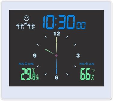 Годинниковий вимірювач температури вологості EpheyFIF, настінний, безшумний, електронний, водонепроникний, температури і вологості, годинник для ванної кімнати, спальні (білий)