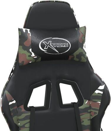 Геймерське крісло чорного кольору з камуфляжною штучною шкірою з регульованою спинкою та висотою, поворотним механізмом на 360 градусів, міцним металевим каркасом, зносостійкою брудовідштовхувальною штучною шкірою