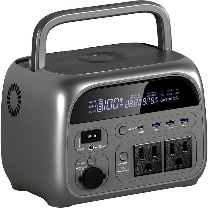 Портативна електростанція Apower300, акумулятор LiFePO4 ємністю 230 Втгод зі швидкою зарядкою, сонячний генератор потужністю 500 Вт із портом змінного струму 220 В/автомобільного прикурювача/USB-виходом для подорожей, кемпінгу, автофургонів та як аварійни