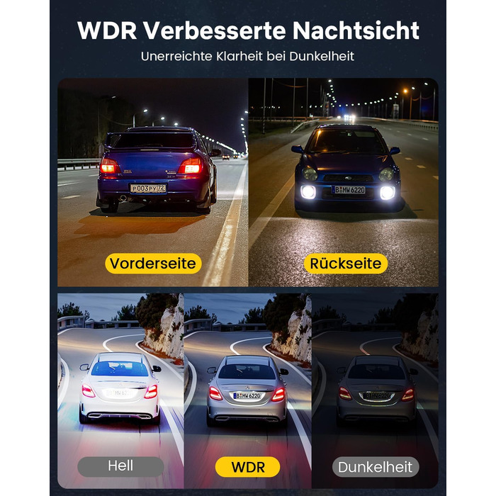 Автомобільний відеореєстратор GKU передній задній, 4K/2.5K з сенсорним екраном 3.18 дюйма, GPS 5G Wi-Fi, подвійна автомобільна кам