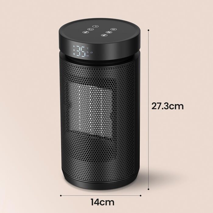 Енергозберігаючий вентилятор-обігрівач потужністю 1500 Вт, тихий електричний обігрівач з термостатом, керамічний нагрівальний елемент PTC, захист від перегріву та перекидання, 3 режими, 12-годинний таймер, коливання 70, для кімнати/кемпінгу/офісу