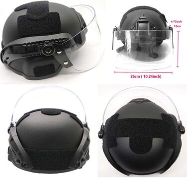 Шолом Airsoft Mich 2000 Quick з кріпленням для ПНВ та окулярами. Чорний