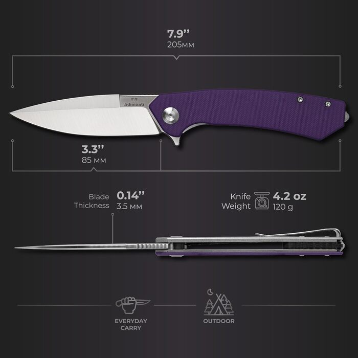 Кишеньковий складаний ніж Firebird GANZO Adimanti Skimen-PL, рукоятка G10 з кліпсою та склобій, клинок зі сталі D2, мисливський, р