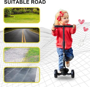 Дитячий самокат XJD для 2-8 років, дитячий самокат дитячий самокат з 3 світлодіодними колесами, 4 регульованими по висоті міськими