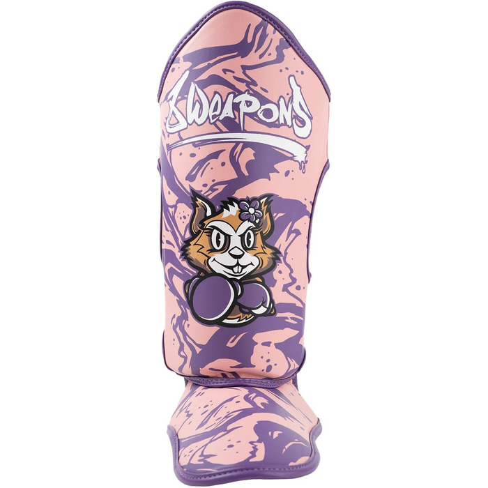 ЗБРОЇ Щитки для гомілок, дитячі, Дженні, рожеві, для тренувань та змагань, високоякісна синтетична шкіра та ідеальна амортизація, муай-тай, К1, ММА, карате та кікбоксинг, розмір S/M, 8