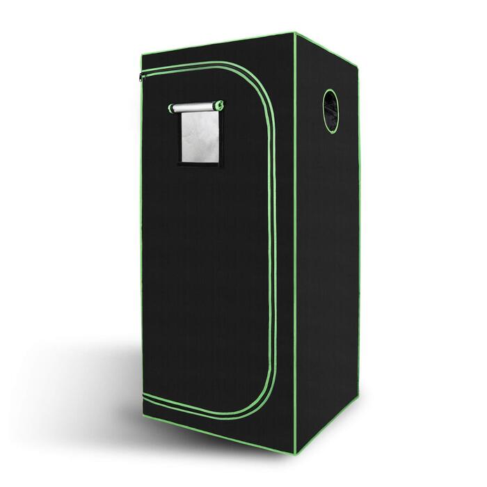 Тент для вирощування рослин Growzelt Герметичний вологостійкий бокс для гровінгу Міні-теплиця для домашнього вирощування 600D Oxford, 80x80x180 см, Чорно-зелений