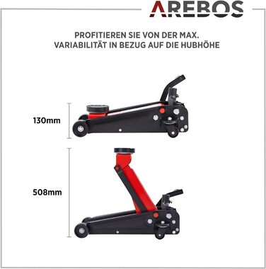 Гідравлічний маневровий домкрат Arebos 3T з ножною педаллю 2 шт. роз'єм Вантажопідйомність 3 тонни 2 видання Домкрати-візки для майстер-класів та хобі Джек Джек Підставка для підйому Автомобіль Автомобіль Автомобіль