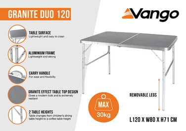 Стіл кемпінговий Vango Granite Duo 120 Table Excalibur (TBNGRANITE27086)