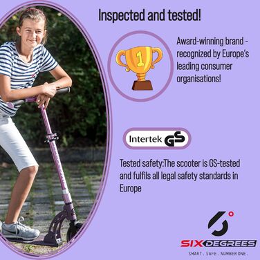 Алюмінієвий самокат Six Degrees зі складним механізмом, підставкою, 205 мм TEST WINNER, ABEC 7, регульований по висоті, протестова